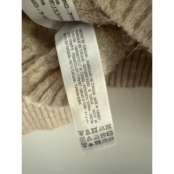 Zara Beige Size S Quarter Zip Cream Cable Knit High Neck Women’s Sweater - Picture 8 of 8
